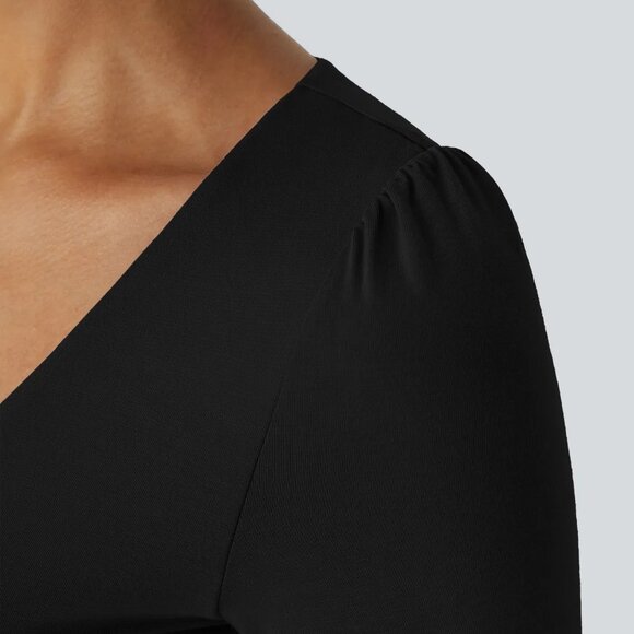 Halara V Neck Long Sleeve Button Work Bodysuit β Black π€ Size XL Nwot - Picture 5 of 5